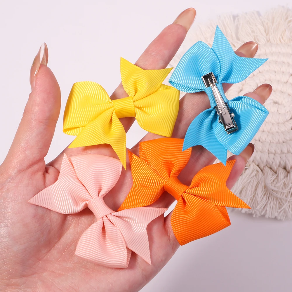 10/20Pcs Cute Grosgrain Ribbon Bowknot Hair Clips for Girls Colorful Bows Clip Hairpin Barrettes Headwear Kids Hair Accessories