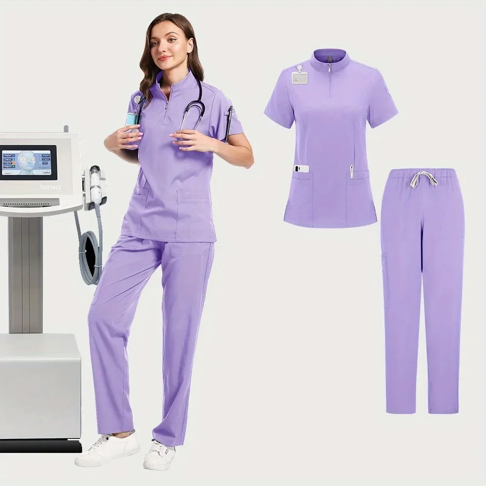 Uniformes de médecin et d'infirmière, ensemble de gommage pour femme, vêtements de travail pour Salon de beauté, haut-pantalon, tunique d'allaitement pour Spa