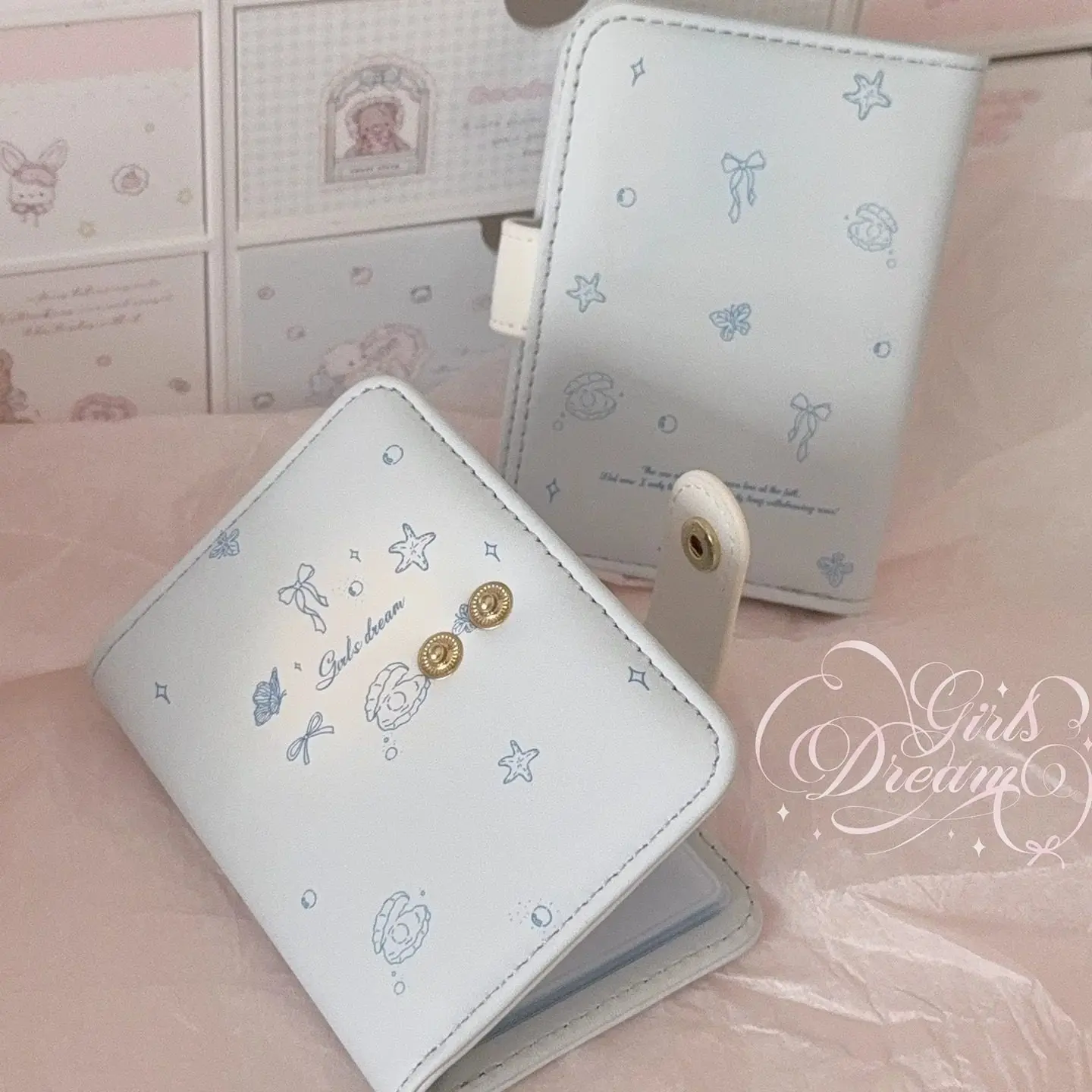 Girl Dream Original Ocean Dream Snap Card Pack Cute Girl Anti-Degaussing Multi-Card Position Ins Wind Bank Card for Women