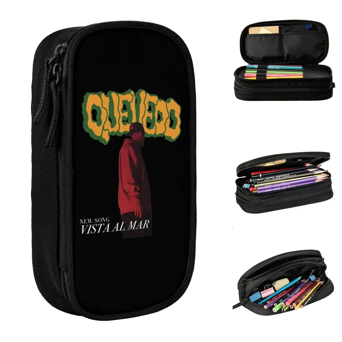 

Creative Quevedo King Of Spanish Rapper Pencil Cases Pencil Box Pen Holder for Student Large Storage Bag Students School Gifts