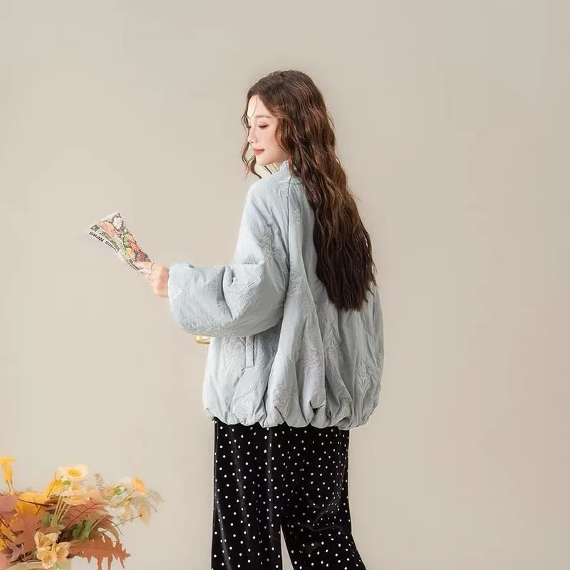 Abrigo de Primavera para Mujer, Estilo Vintage, Bordado, de Algodón, para Otoño e Invierno, Nuevo, Holgado, con Botones, Chaqueta Cárdigan