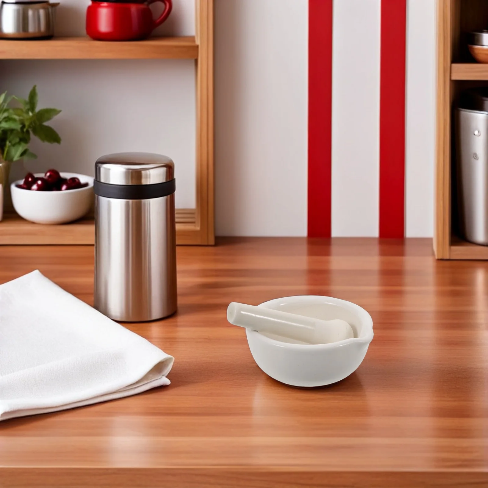 

1Set Ceramic Mortar Pestle Set 10Cm Porcelain Spice Grinder Handheld Food Crusher for Grinding Nuts Grains Spices Pills in