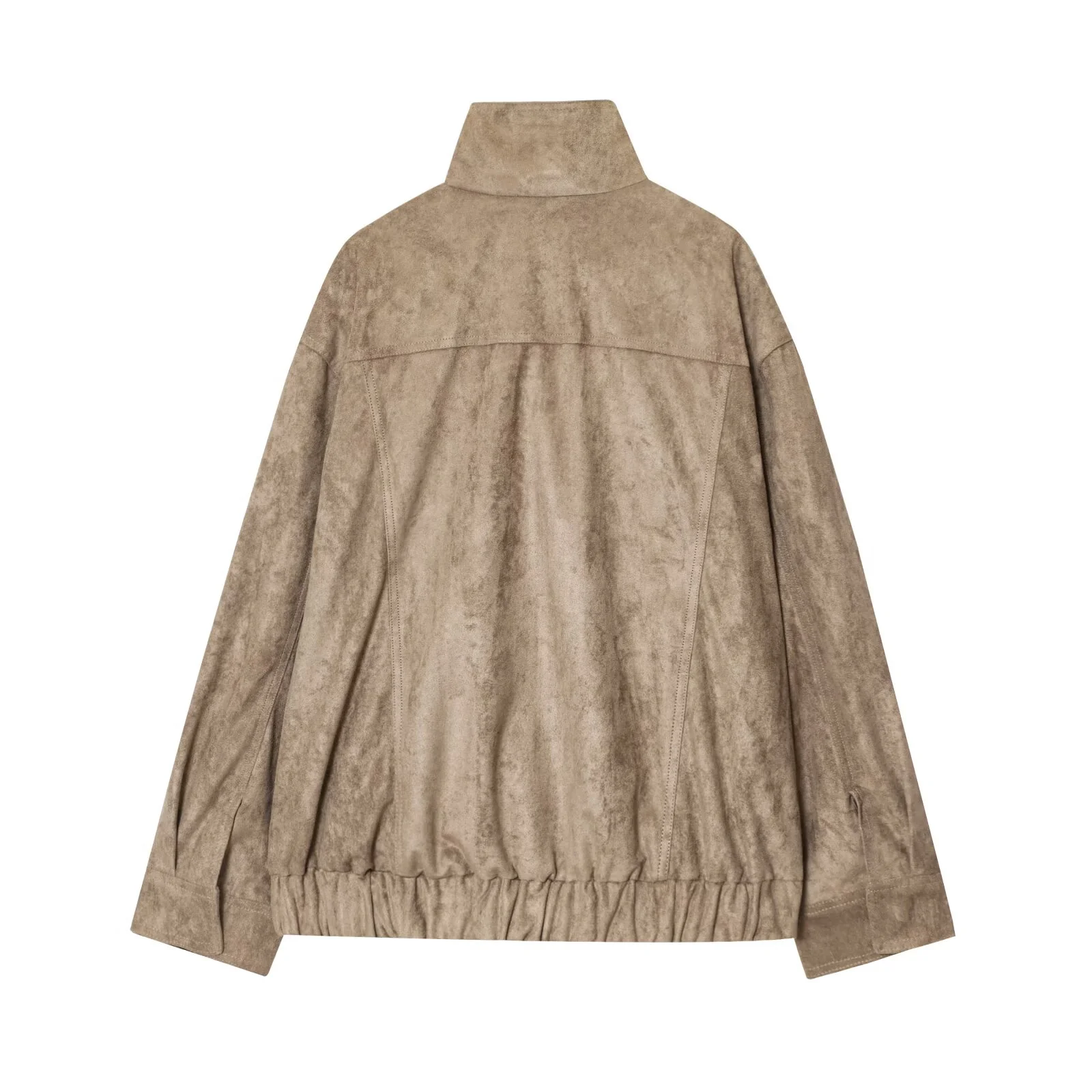 سترة جلدية فضفاضة للنساء لشتاء 2025 عصرية ومتعددة الاستخدامات وياقة واقفة وملمس من جلد الغزال #3