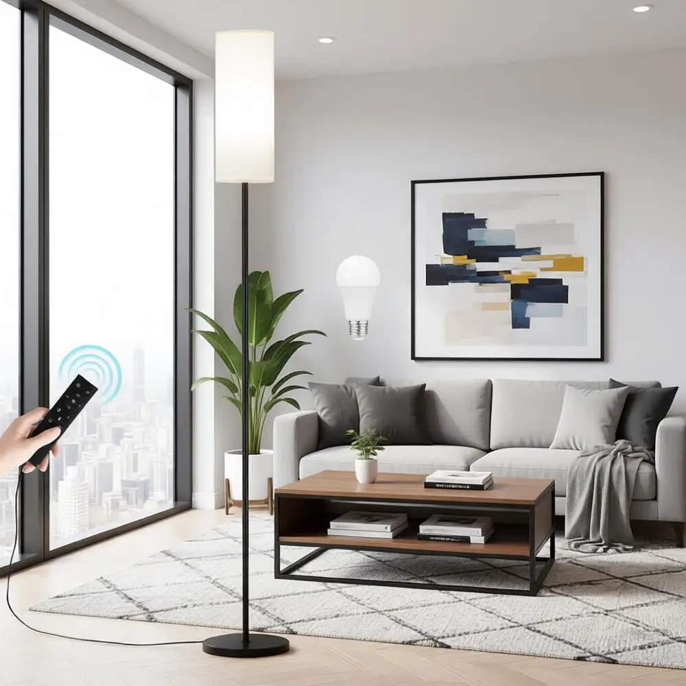 

64 Floor Lamp with Remote Control, Step-Dimmable Color Temperature & Brightness, for Living Room, Bedroom, Office, 9W Bulb Inclu