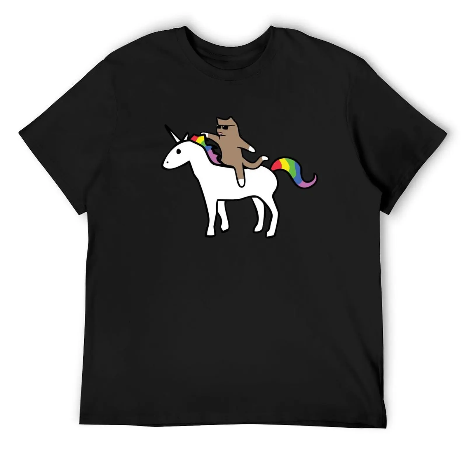 Cat Riding Unicorn T-Shirt korean fashion summer top oversized custom t shirt men graphic t shirts