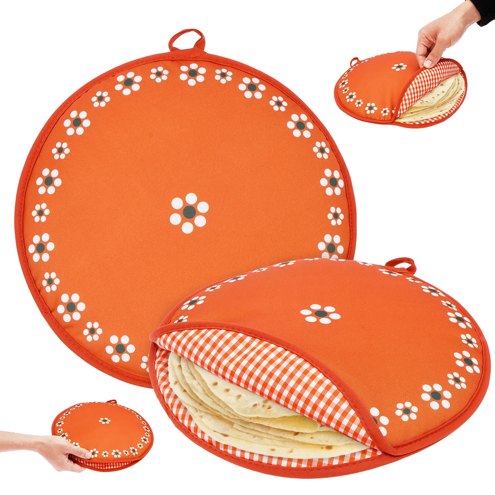 2Pc Tortilla Warmer Pouch 11.81'' Microwave Safe Taco Warmer Reusable Safe Polyester Tortilla Warmer Bag for Home Holiday Picnic