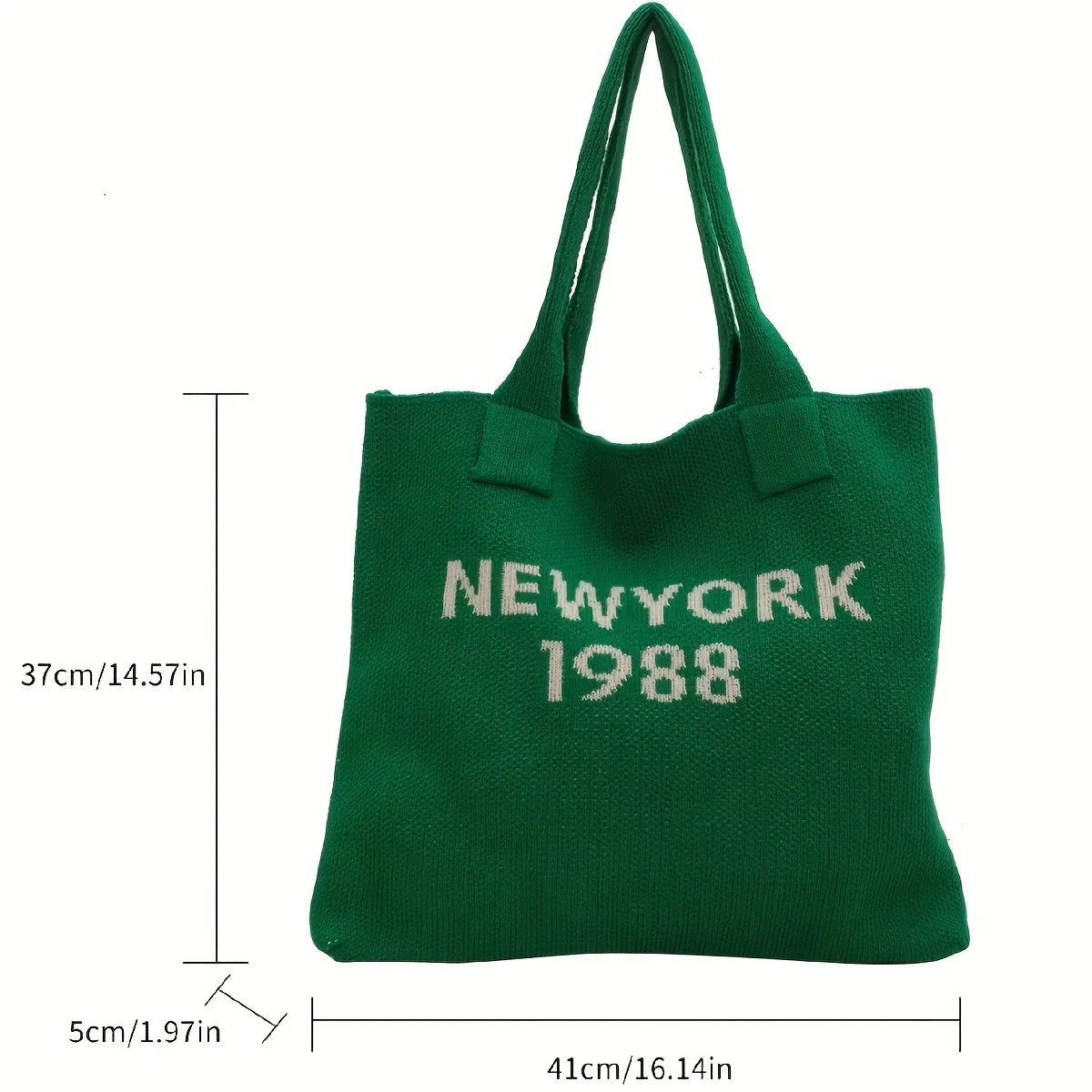 1998 Letter Graphic Knitted Tote Bag, Y2K Grunge Handbag Shoulder Bag, Large Capacity Handbag Hobo Bag & Grocery Shopping Bag