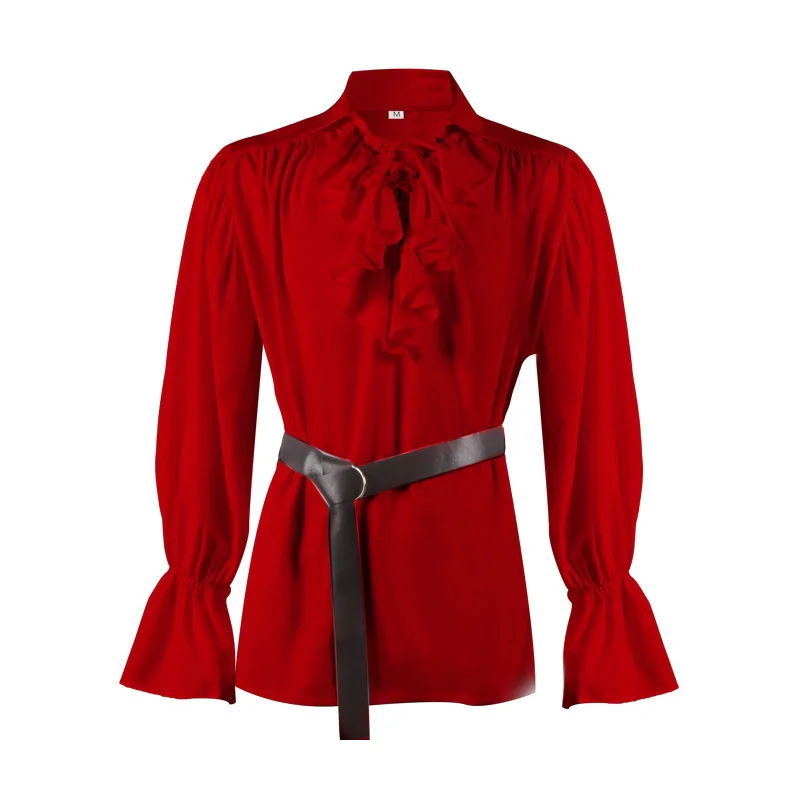 

Мужской средневековый топ с пышным светом и поясом, Новое поступление на Хэллоуин, винтажный костюм для выступлений, полный этнического вкуса