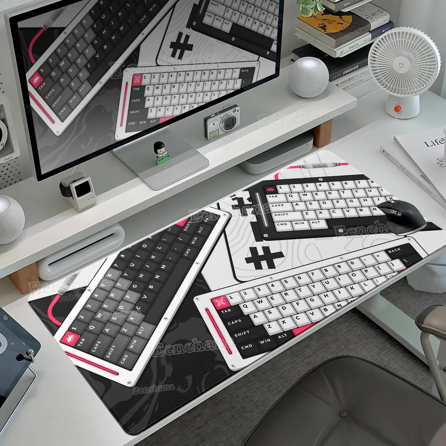 

Mouse Pad Artistic Mechanical Keyboard Pattern Computer Gamers Locking Edge Non-slip MousePad XXL 90x40cm Laptop Switch Desk Pad