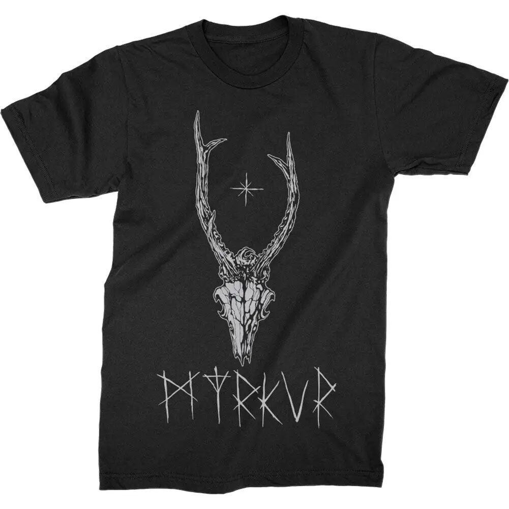 Camiseta de Myrkur Deer Skull masculina, camiseta preta pequena