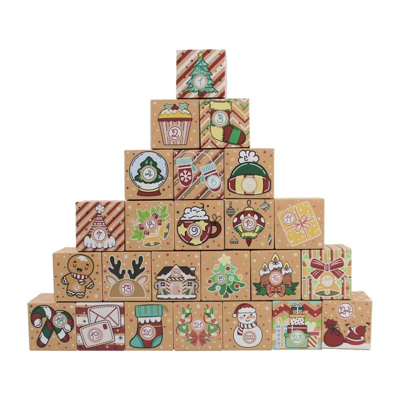 24pcs Christmas Advent Calendar Boxes DIY Paper Boxes For 24 Days Advent Countdown Ideal For Gift Giving Home Decor Xmas Gift