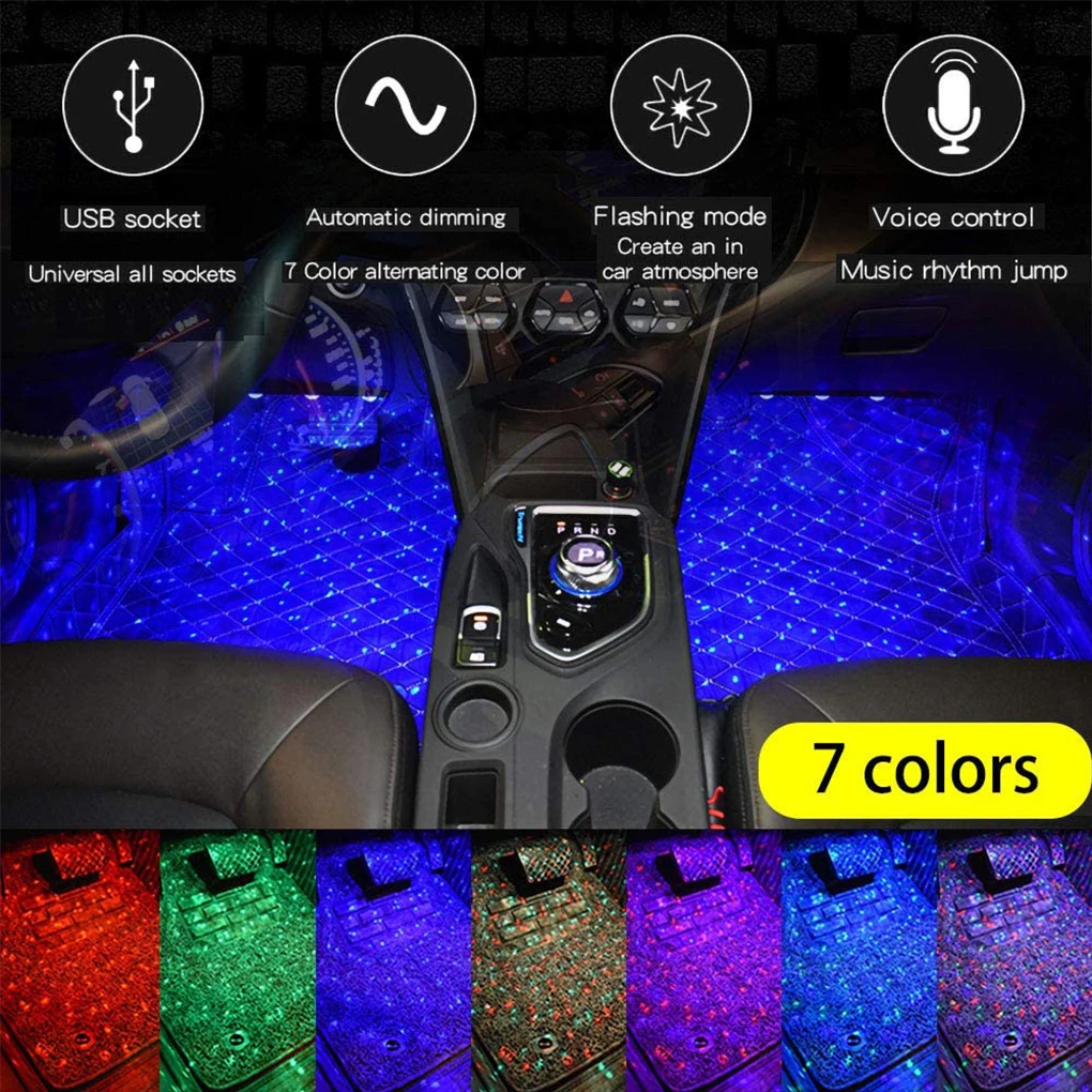 Automotive Interior Atmosphere Light USB Interface Remote Control Strip Lamp