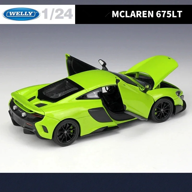 1:24 WELLY McLaren 675LT Alloy Sports Car Model Diecast Metal Toy Vehicle Car Model High Simulation Collection Ornament Gift Boy