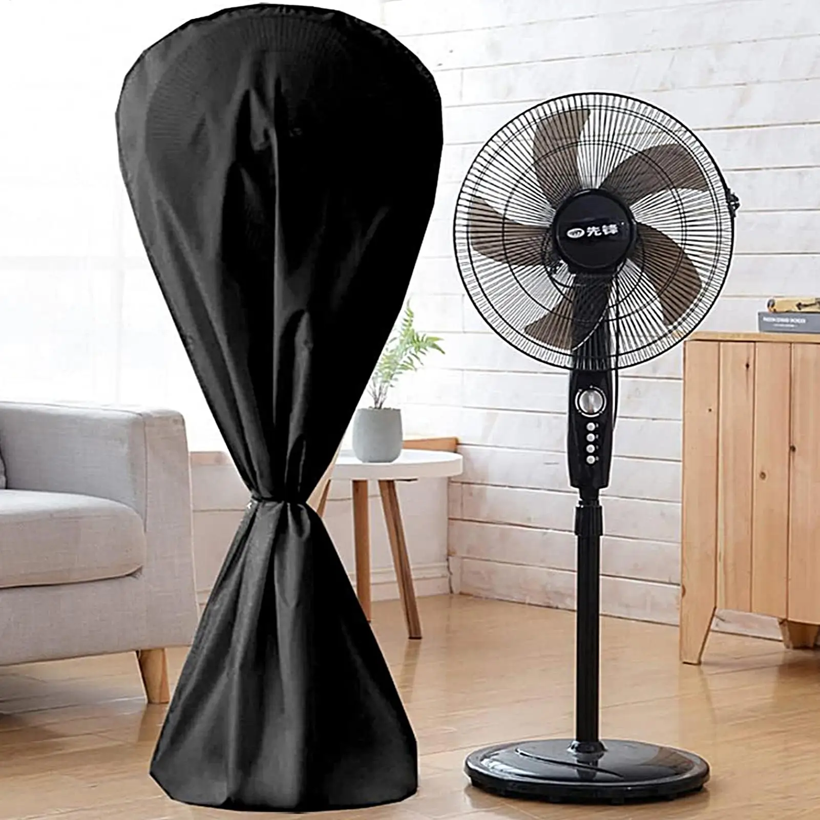 Outdoor Tower Fan Cover Dustproof Reusable Stand-Up Protector with String Floor Fan Cover for Standing Ventilation House Kitchen