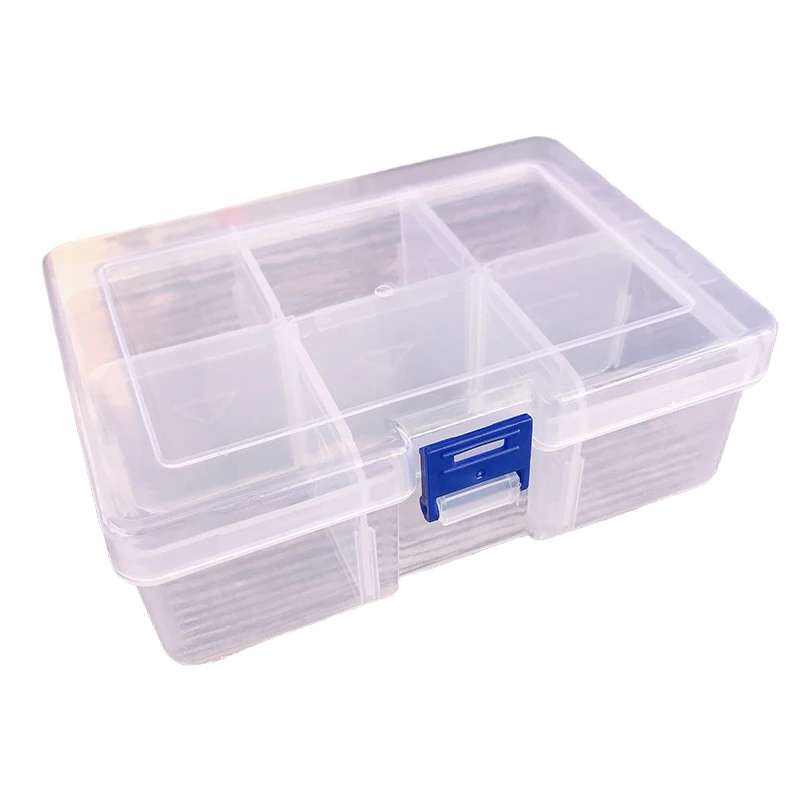 Detachable 6 Grids Clear Compartment Plastic Storage Box Jewelry Earring Bead Screw Holder Case Display Organizer Container