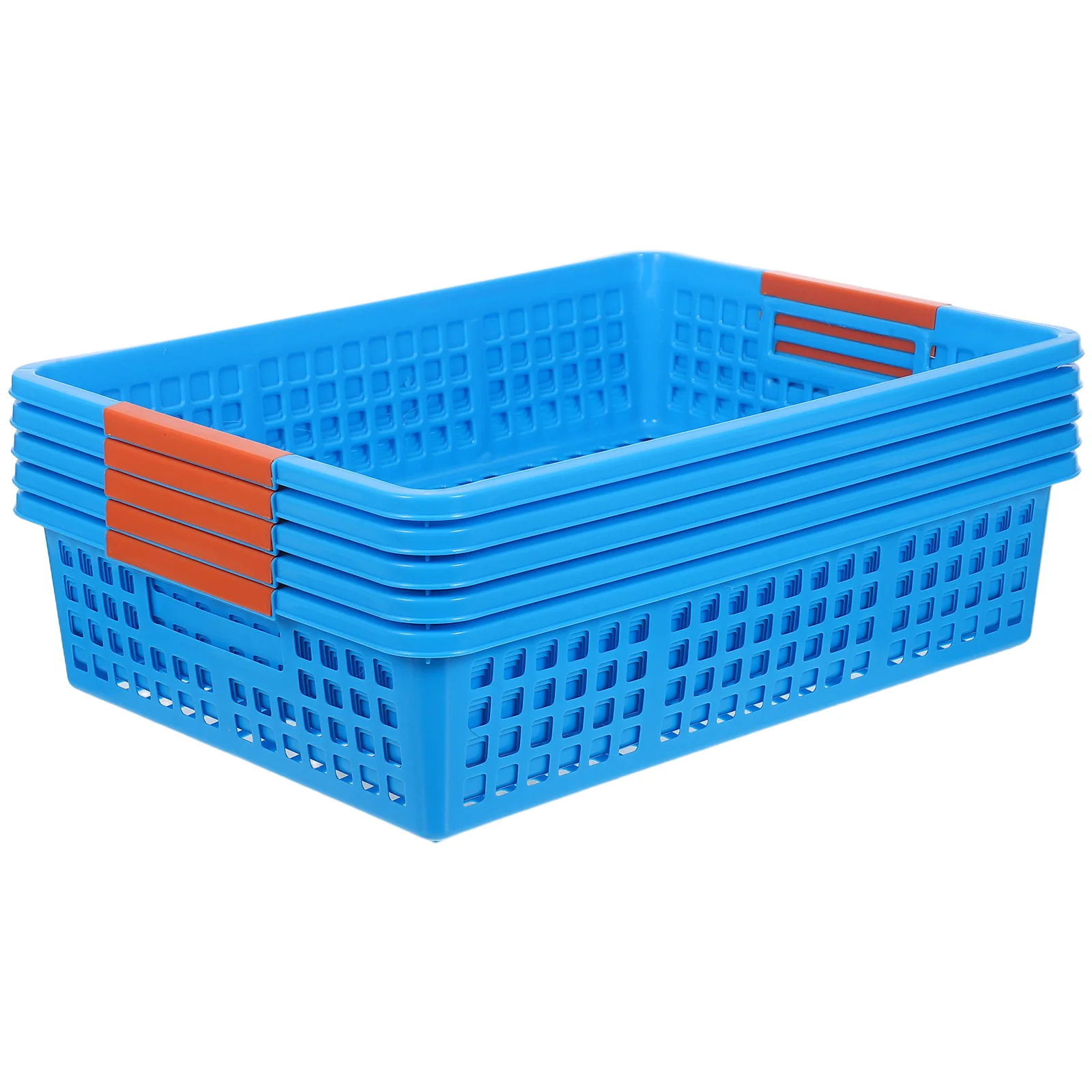 

5Pcs Plastic Storage Basket -Saving Desktop Organizer for Classroom Home Office A4 Papers Snacks Fruits Essentials