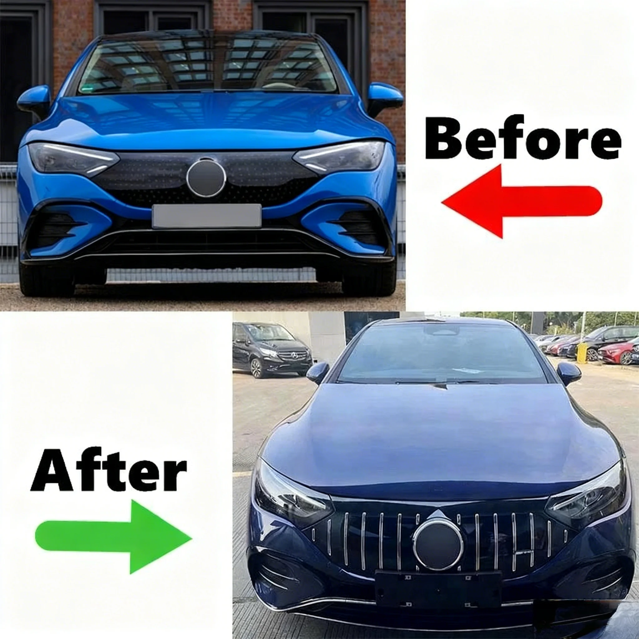 

GT Style Front Bumper Grille Grills for Mercedes-Benz EQE Class W295 V295 EQE350 EQE500 EQE53 2022-2024 Body Kit Upgrade Grill