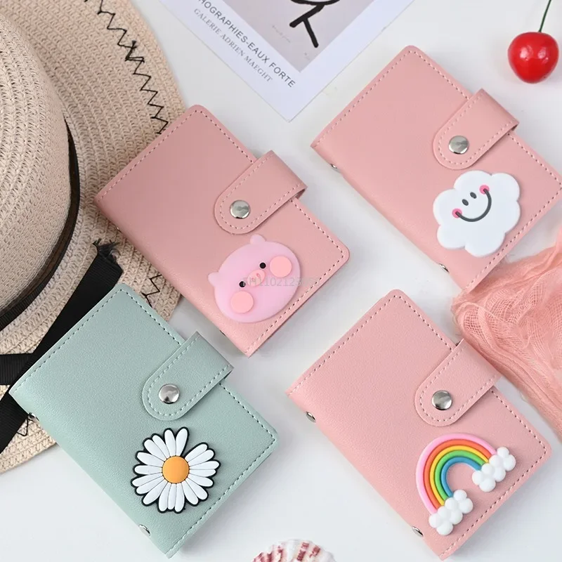 

26 Card Slot Cute Cartoon Girls PU Leather Card Holder Bank Credit Card Pocket Women Travel Bus Pass Wallet Case