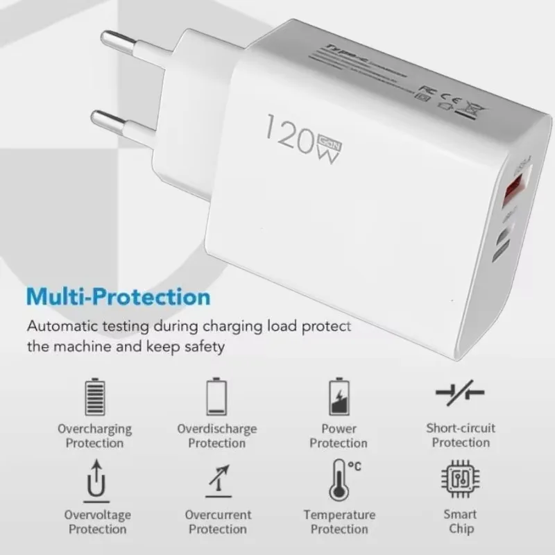 120W USB Type C PD Super Fast Charger 10A Cable Gan Fast Charging Quick Power Adapter for iPhone 16 15 Pro Xiaomi Samsung Huawei