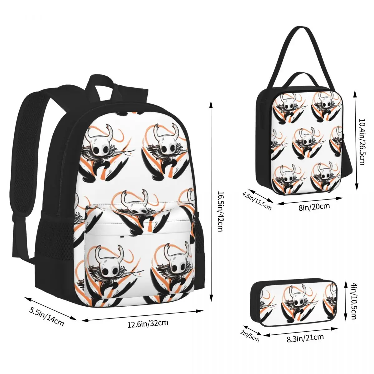 Hallownest Coffee Emblem Hollow Knight Silksong Backpacks Bookbag School Bags Kids Rucksack Lunch Bag Pen Bag Three-Piece Set