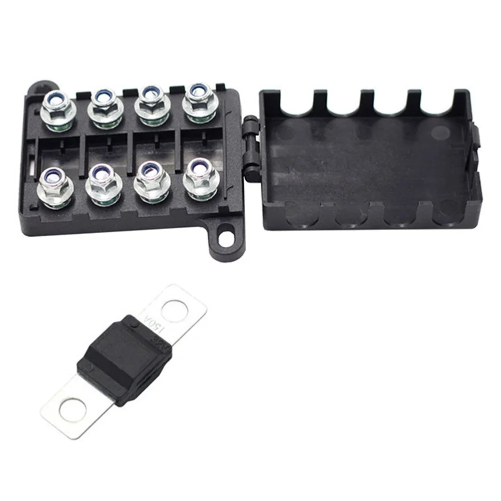 200A For Midi Fuse Holder Block with 4 Fuses and 8 Lugs for Safe Power Distribution in Automotive and Industrial Use