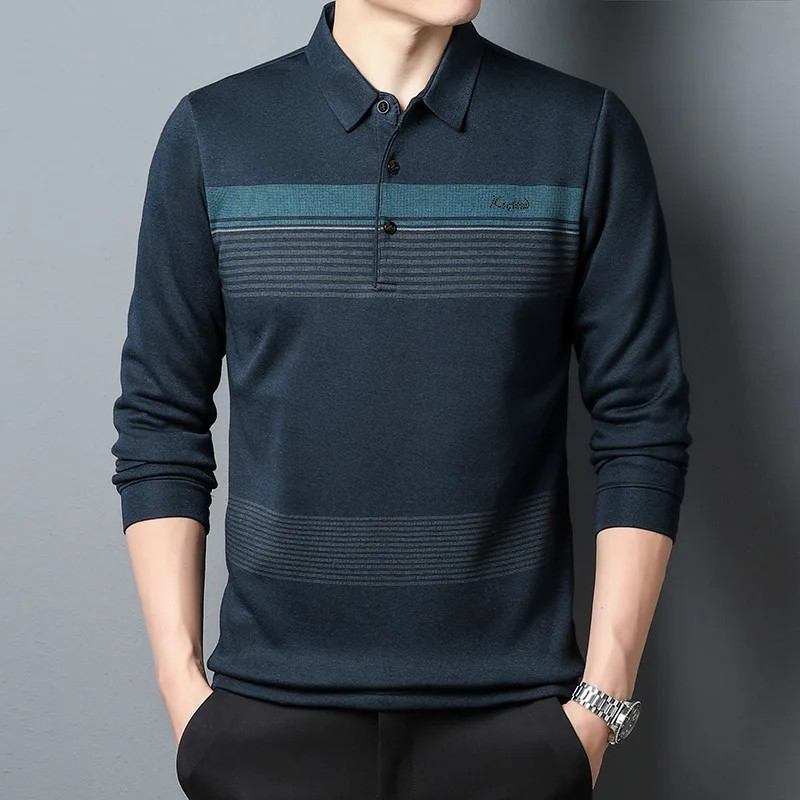 2023 Autumn and Winter New Polo Shirt Business Casual Fit Long Sleeve T-shirt Men T Shirts  Camisas