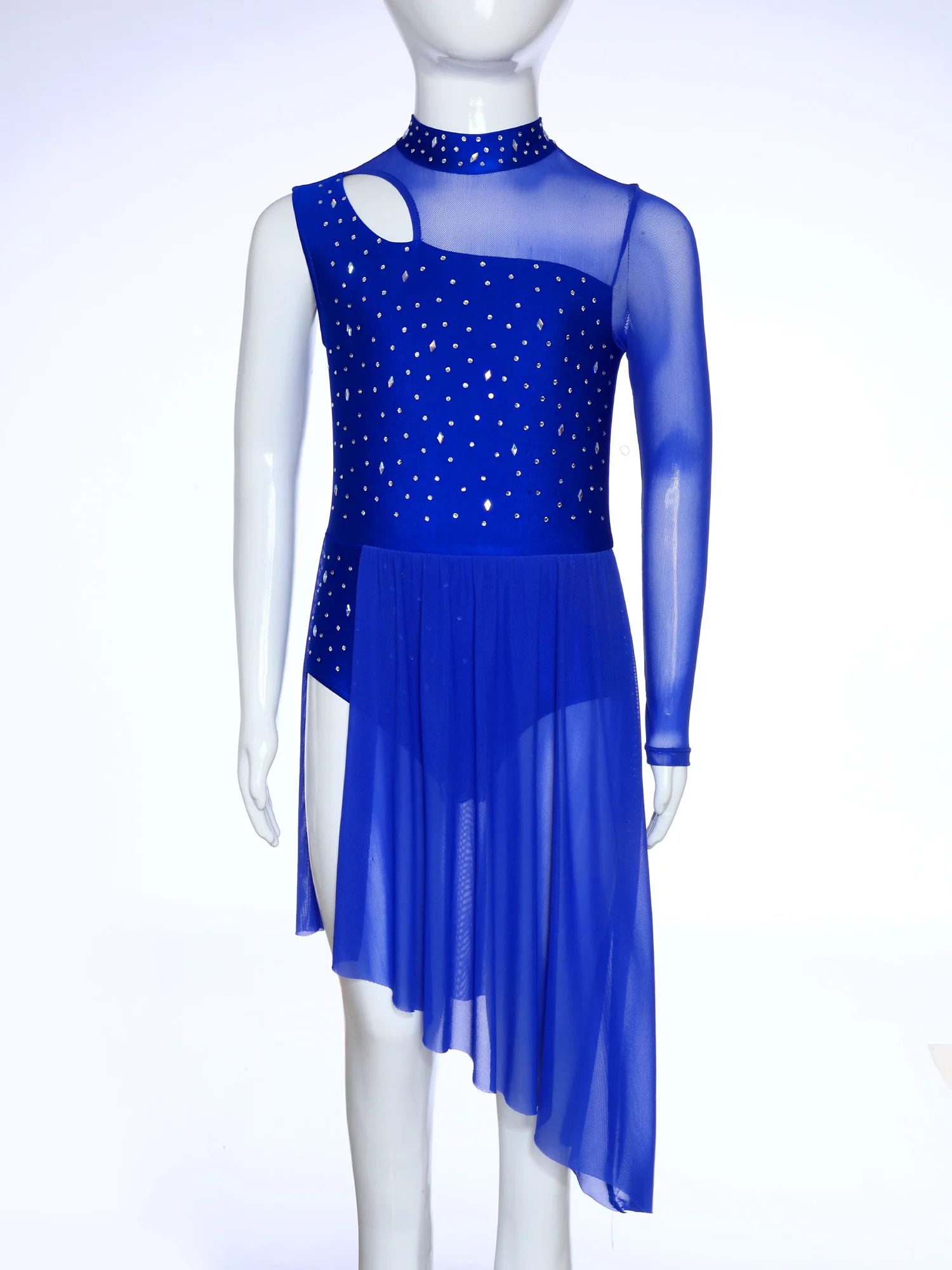 الأطفال الفتيات الحديثة الغنائية ملابس رقص الجمباز فستان لامعة الراين بقماش شفاف التزلج الجمباز البهلوانية القراص فساتين