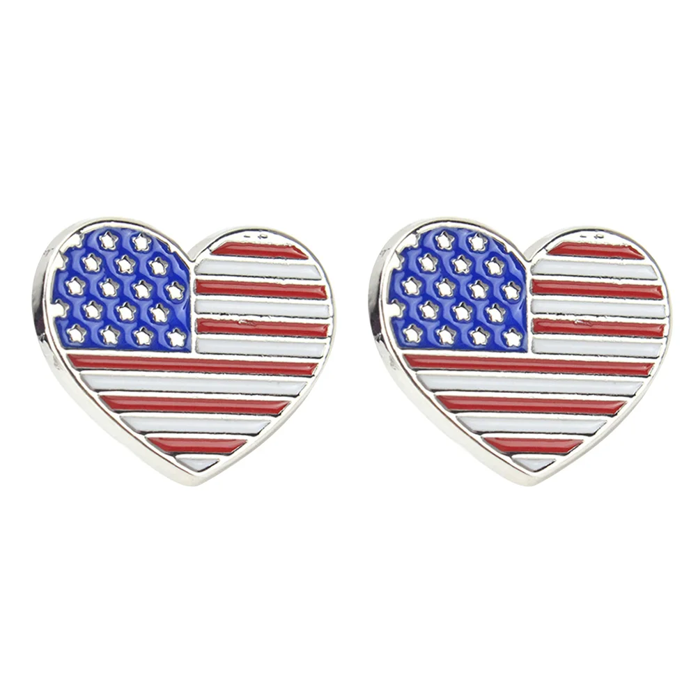 3 Pcs Unique Brooch American Flag Love Creative National Metal Independence Day Exquisite