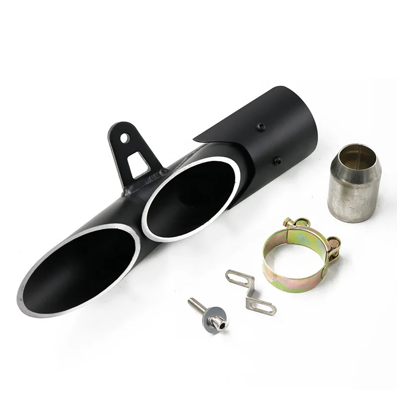 RTS Universal Aluminium Alloy Motorcycle Dual Outlet Exhaust Muffler Tail Pipe For /Suzuki /Honda