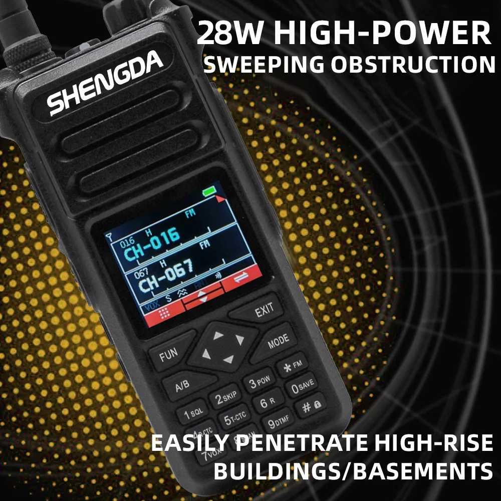 SD-990 لاسلكي تخاطب عالي الطاقة إخراج متعدد القنوات الاتصالات الغبار للصدمات نوع C شحن U/V الفرقة شاشة الكريستال السائل