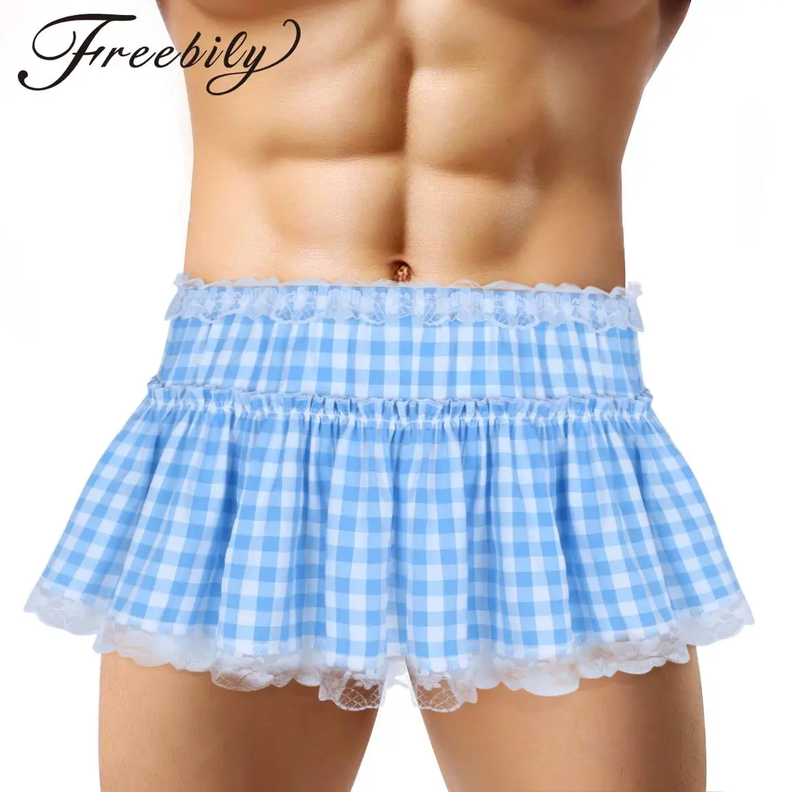 

Women Sexy Lace Skirt Men Gay Sissy Babydolls Underwear Elastic Waistband A-line Pleated Miniskirts Lingerie Nightwear Clubwear