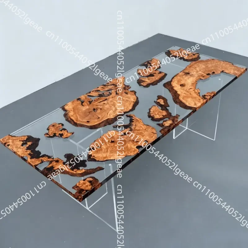 

Natural Fir River Grain Wood Dining Table, Hand-cast Epoxy Resin Dining Table, Modern Design, Waterproof and Durable