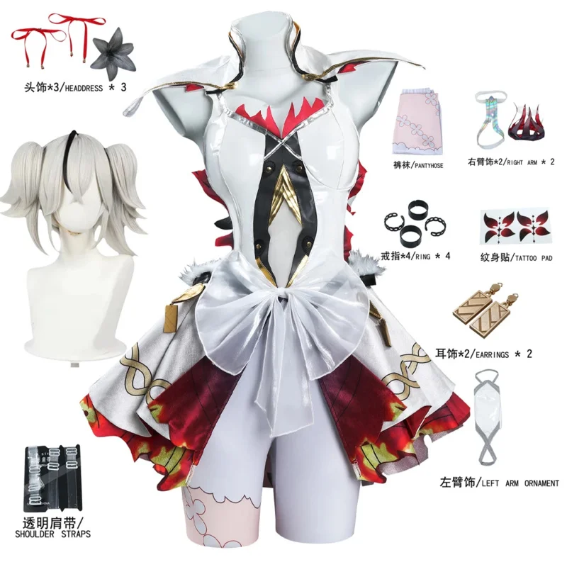 Camellya 코스프레 의상 가발 애니메이션 Wuthering Waves 드레스 귀걸이 반지 머리 장식 Black Shores Jinzhou 할로윈 파티 여성