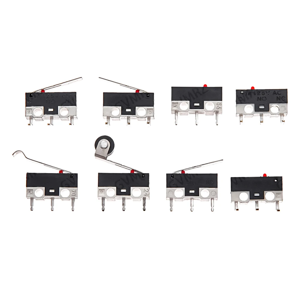 10PCS Micro Limit Switch Momentary Push Button Switch 1A 125V AC Mouse Switch 3Pins Long Handle Roller Lever Arm SPDT 12X6X6