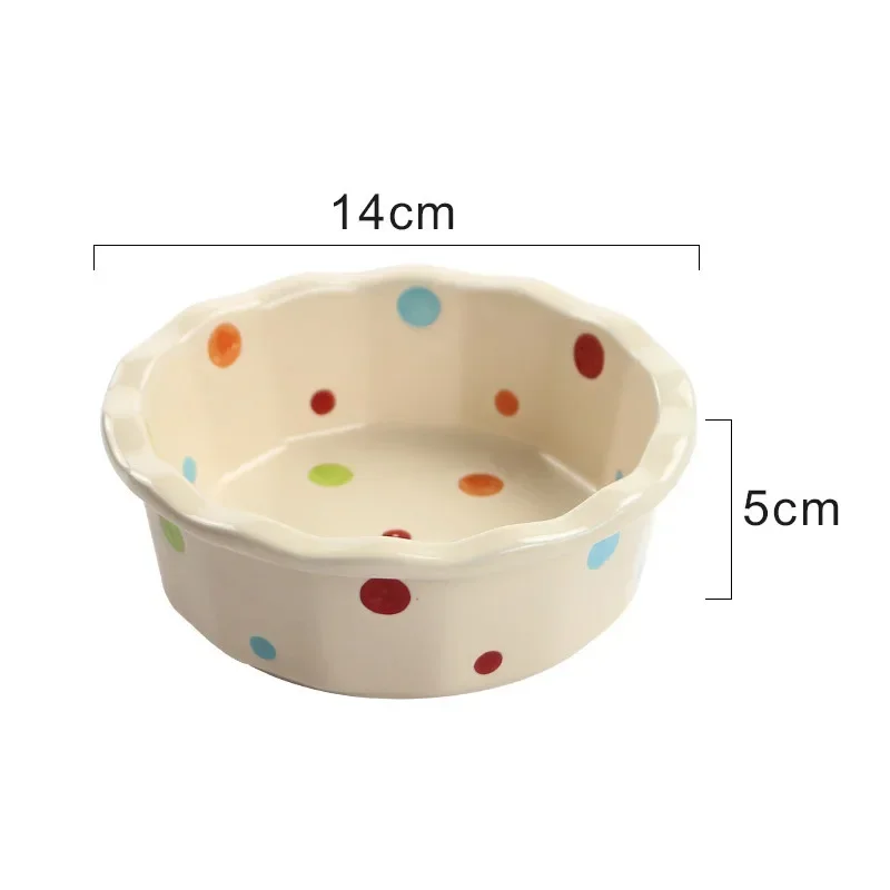 5.5 Inch Lace Polka Dot Bowl Ceramics Fruit Bowl Household Salad Dish Cute Korean Style Dessert Circular Yogurt Baking Tableware