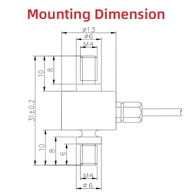 T301 100kg 1000kg Digital Miniature Tension and Compression Inline Type Load Cell in Line Load Cell