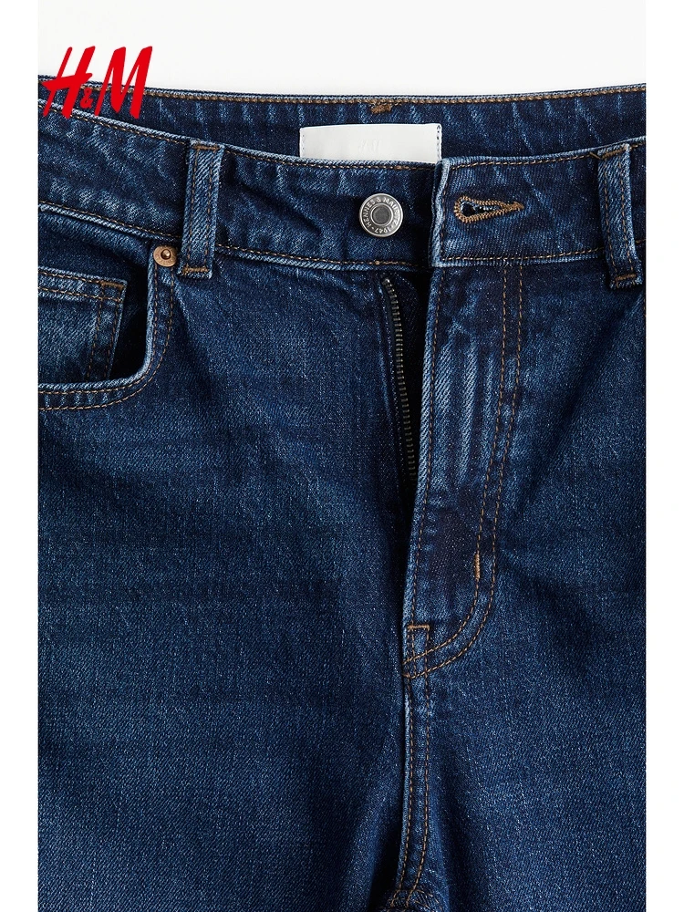 High Waist Wide Leg Jeans Women's Faion Winter Denim Pants Cotton 99% Spandex % Long Trousers H&M Brand 2024 Autumn Collec...