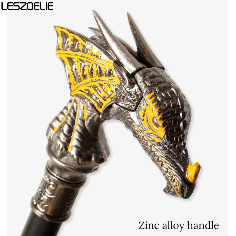 92 سنتيمتر العتيقة الفضة مع الأصفر تزين الفاخرة التنين رئيس عصا للمشي الرجال والنساء المألوف الزخرفية قصب حزب تأثيري #4