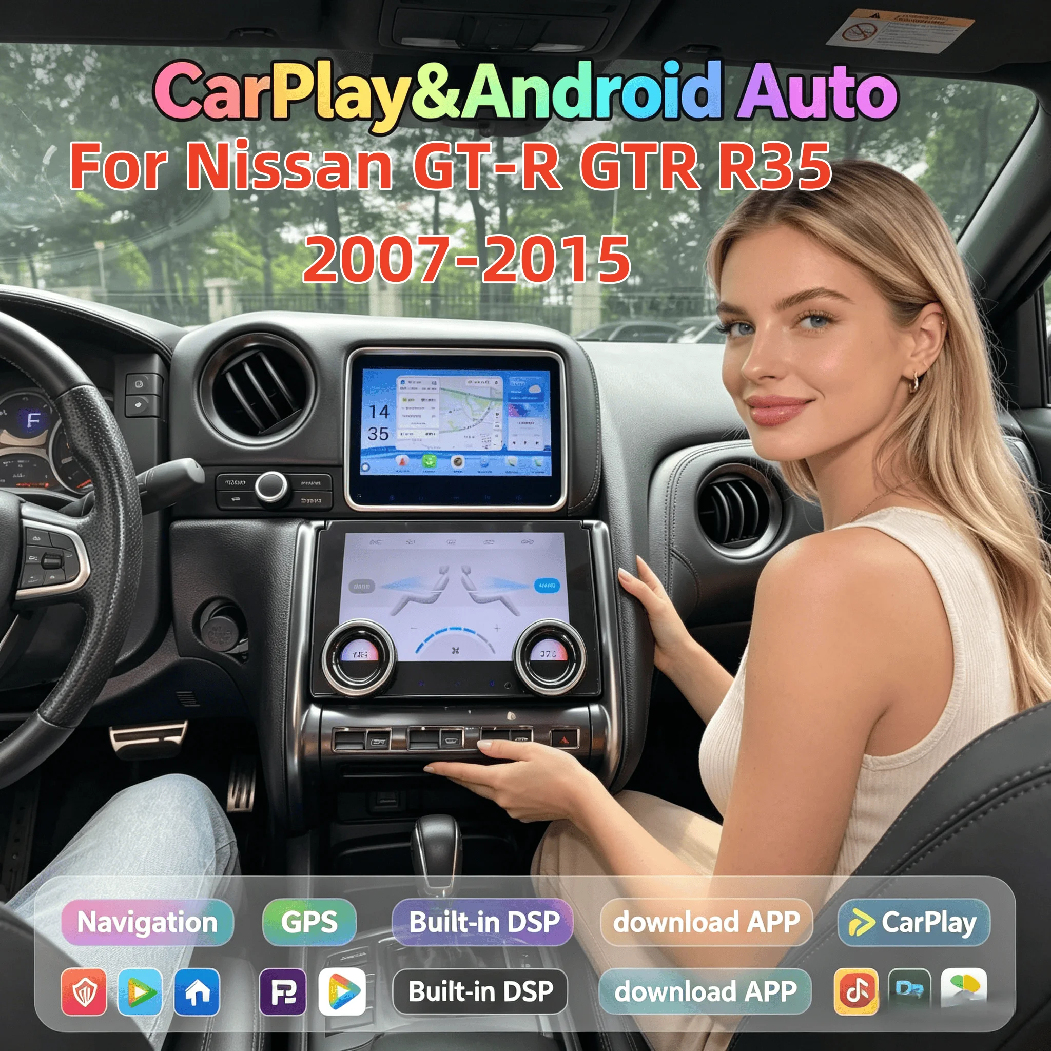 Android Autoradio Wireless For Nissan GT-R GTR R35 r35 2007-2015 accessories Carplay Multimedia Head Unit  Navigation Stereo DSP
