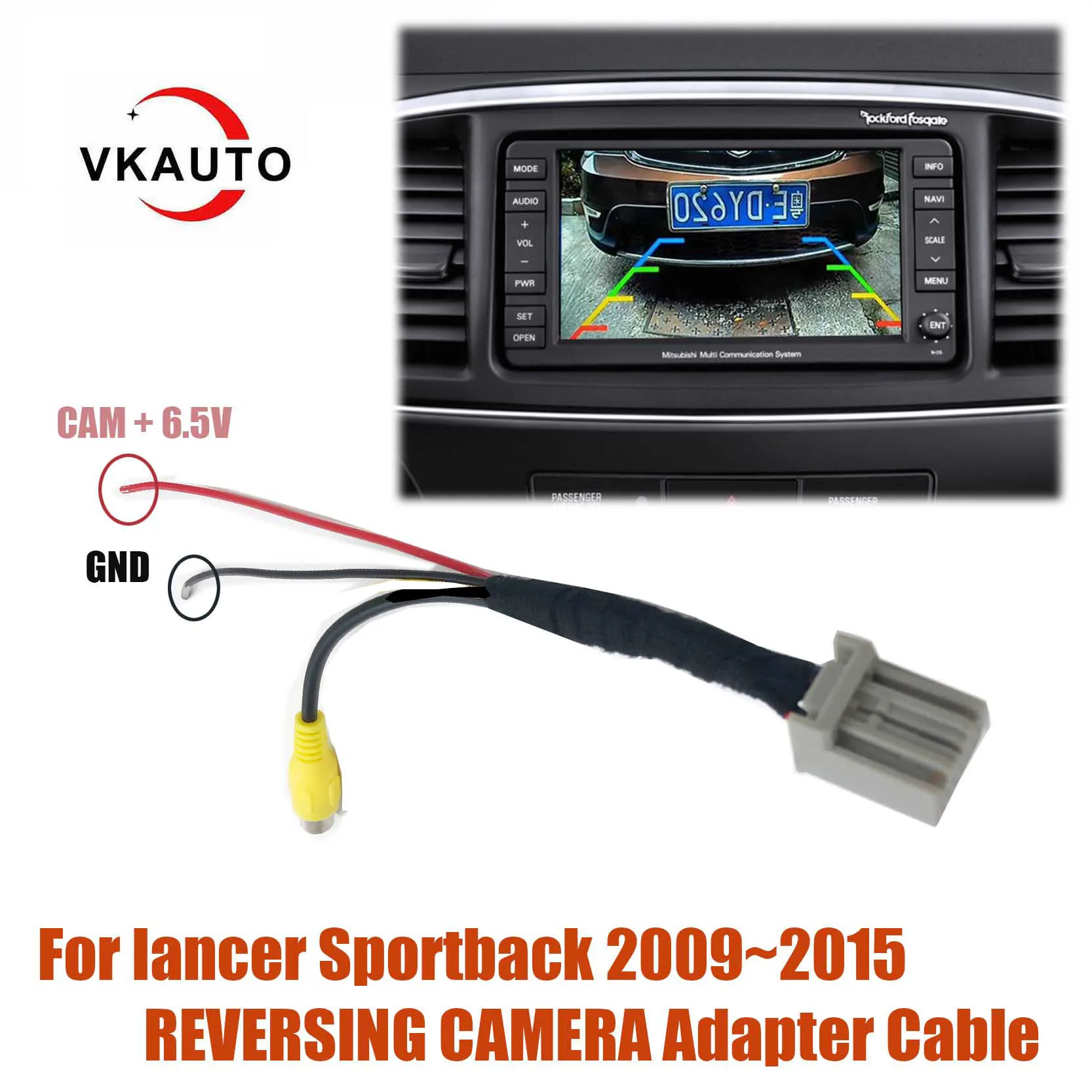 VKAUTO Rear View Camera C12 Pin adapter Cable For Mitsubishi lancer Sportback 2009~2015 OEM Unit Add Reversing Camera Backup CAM