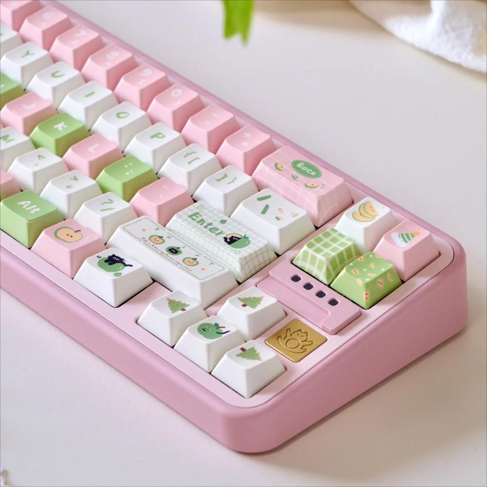 

Apple Cat Pink KeycapsThermal Sublimation TechnologyNew Cherry Height Keycap Set for Mechanical Keyboards with MX Switches