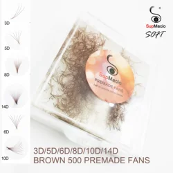 SupMacio Brown Premade Fan Lash Extensions 3D/5D/6D/8D/10D Thin Pointy Base 500 Fans Loose Promade Volume Lashes Makeup Cilio