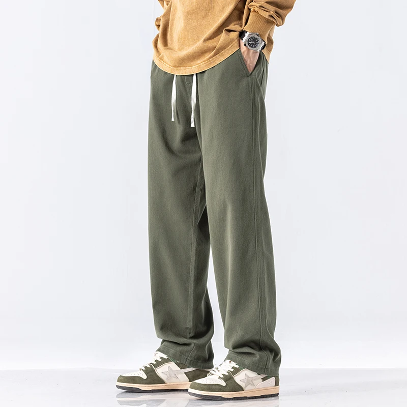 

2026 Spring Summer Autumn New 100% Cotton Casual DrawstringPants for Men Clothing Big Pocket Solid Color Streetwear Men Trousers