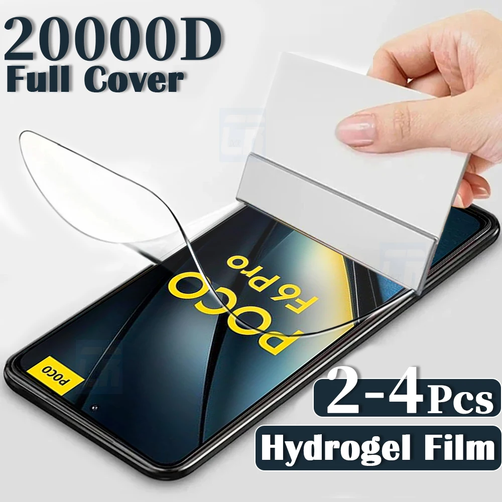 

2-4Piece Clear Hydrogel Film For Xiaomi Poco F6 F5 F4 F3 GT M6 Plus Screen Protectors For Xiaomi Poco M4 M5 M5S M6 Pro Not Glass