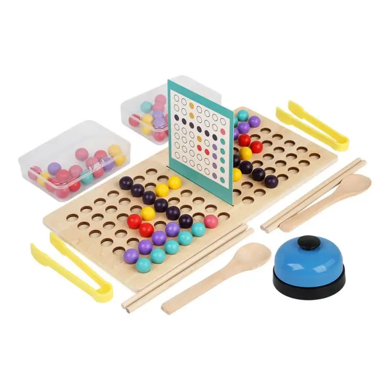 ไม้ Peg Board ลูกปัดเกม 58 ชิ้นการประสานมือ Montessori Board ลูกปัดเกมปลอดภัย Montessori ของเล่นตลกเกมกระดาน