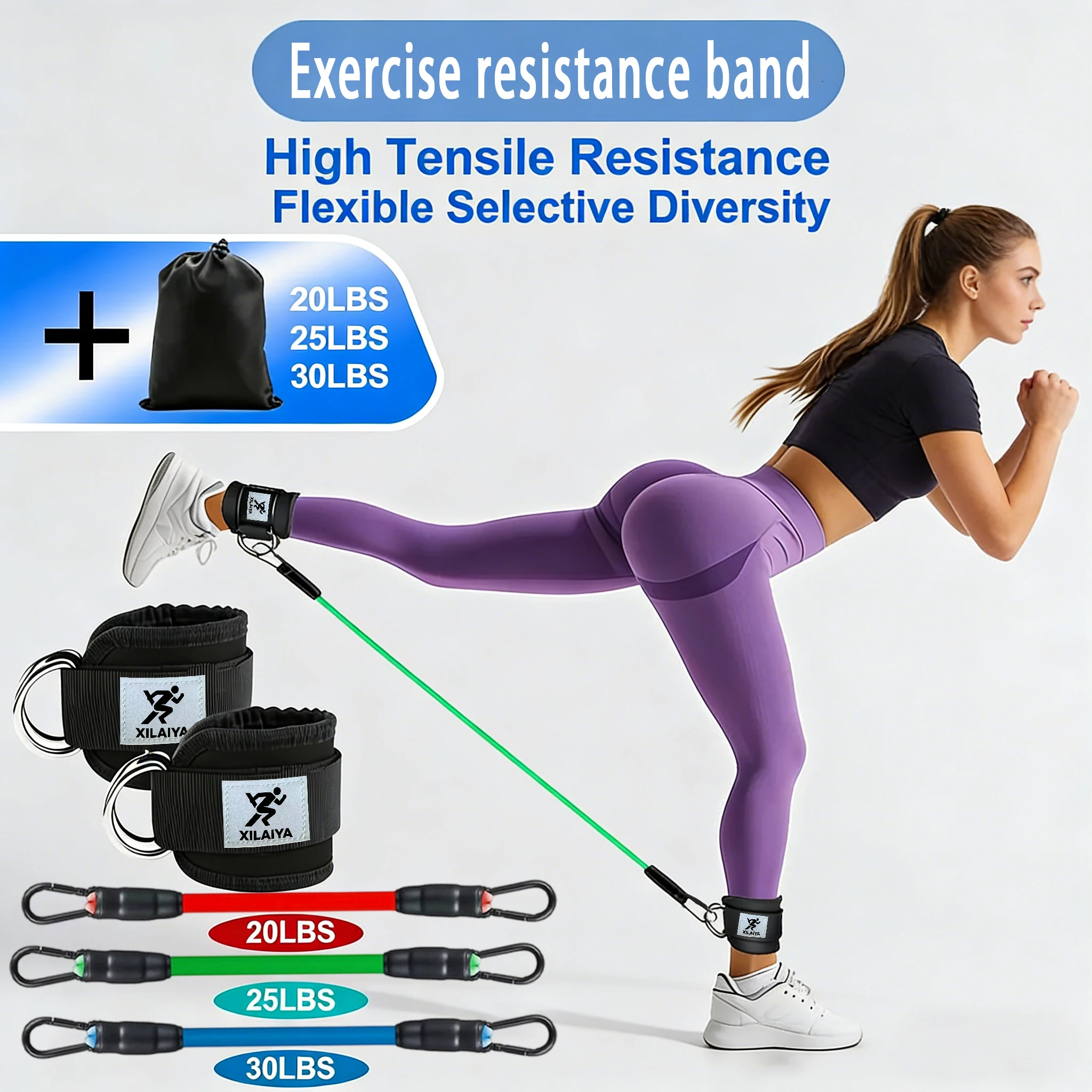 Leg Strength Trainer, Hip Lifting, Beautiful Legs, Deep Squat, Ankle Buckle, Exercise Resistance Belt, Tension Belt, Tension Rop