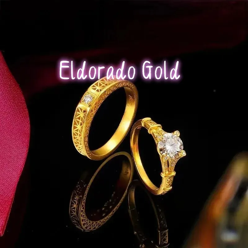 

Кольцо для пары «Эйфелева башня» из чистого золота 9999 пробы (24 карата), регулируемое, мужское, класса люкс, Eldorado Gold