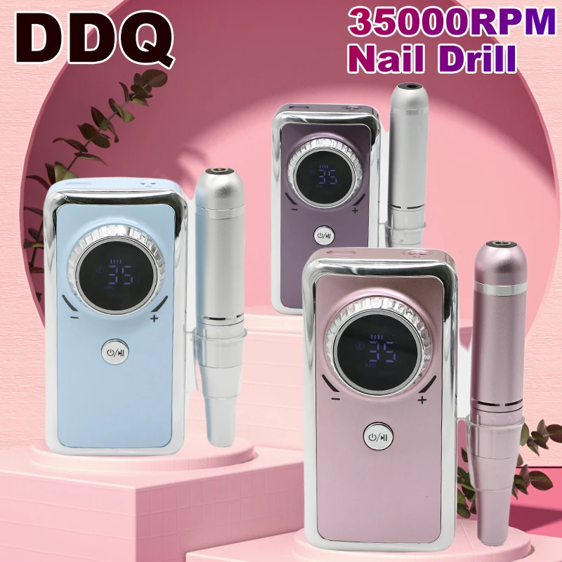 DDQ 35000RPM Nail Drill Machine With HD LCD Display Rechargeable Nail Master For Manicure Portable Nail Drill Milling Machine