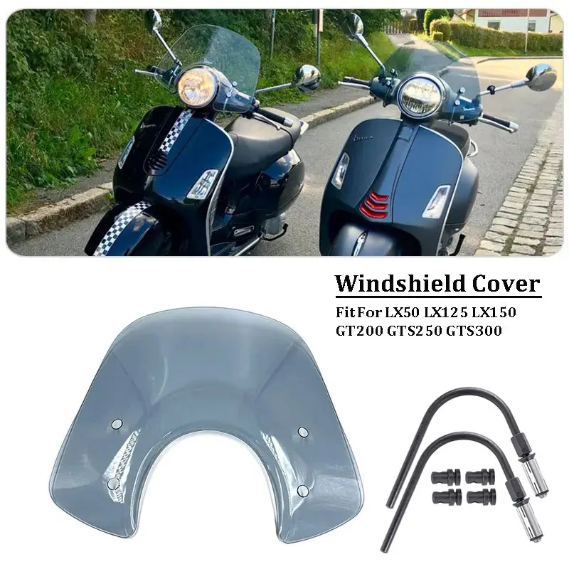 GT300 200 Windscreen Windshield Wind Deflector Shield Screen Visor Glass with For Vespa LX50 LX125 LX150 GT200 GTS 125 250 300