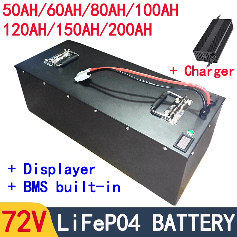 72V 50Ah 60AH 80AH 100AH 120AH 150Ah 200AH LifePo4 Lithium Battery, Golf Cart, Electric Vehicle+Charger